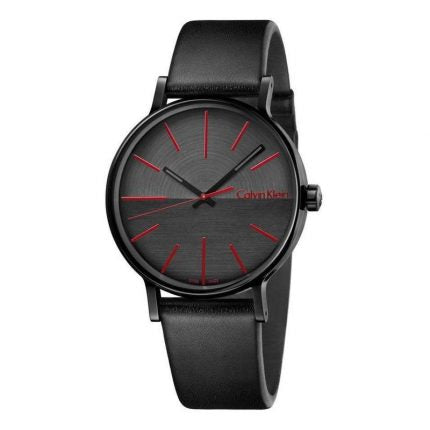  Shop Authentic Calvin Klein Boost Black Dial Black Leather Strap Watch for Men - K7Y214CY - Luxxuri