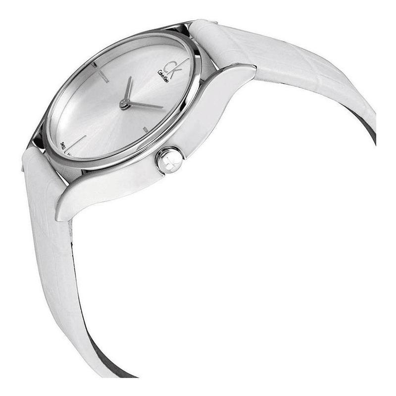  Shop Authentic Calvin Klein Skirt White Dial White Leather Strap Watch for Women - K2U231KW - Luxxuri