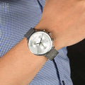  Shop Authentic Calvin Klein High Noon Silver Dial Silver Mesh Bracelet Watch for Men - K8M27126 - Luxxuri