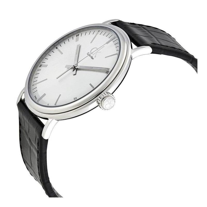  Shop Authentic Calvin Klein Surround Silver Dial Black Leather Strap Watch for Men - K3W211C6 - Luxxuri