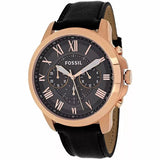  Shop Authentic Fossil Grant Chronograph Grey Dial Black Leather Strap Watch for Men - FS5085 - Luxxuri