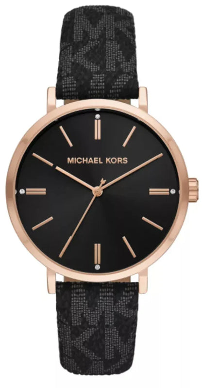  Shop Authentic Michael Kors Addyson Quartz Black Dial Black Leather Strap Watch for Women - MK2948 - Luxxuri