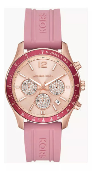  Shop Authentic Michael Kors Berkley Quartz Rose Gold Dial Pink Rubber Strap Watch for Women - MKO1039 - Luxxuri
