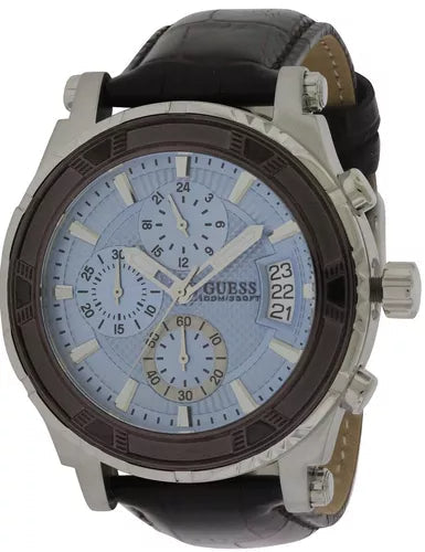  Shop Authentic Guess Pinnacle Chronograph Quartz Blue Dial Brown Leather Strap Watch For Men - W0673G1 - Luxxuri