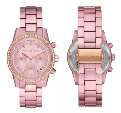  Shop Authentic Michael Kors Ritz Chronograph Rose Gold Dial Rose Gold Steel Strap Watch For Women - MK6753 - Luxxuri