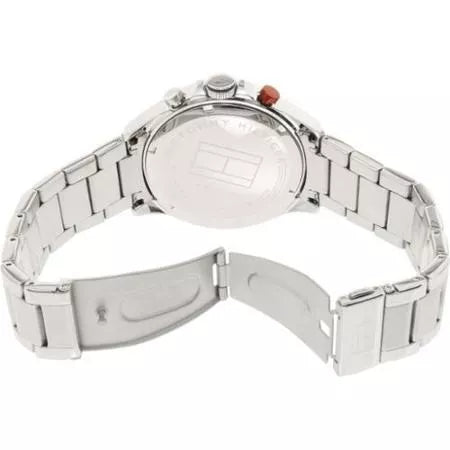  Shop Authentic Tommy Hilfiger Hudson Chronograph Quartz Blue Dial Silver Steel Strap Watch For Men - 1791228 - Luxxuri