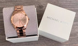  Shop Authentic Michael Kors Mini Slim Runway Chronograph Quartz Rose Gold Dial Rose Gold Steel Strap Watch For Women - MK3205 - Luxxuri