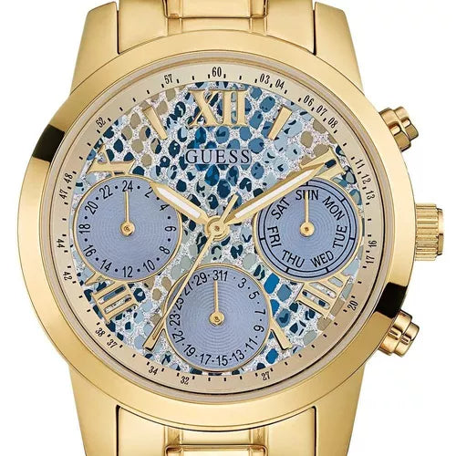  Shop Authentic Guess Mini Sunrise Quartz Blue Dial Gold Steel Strap Watch For Women - W0448L6 - Luxxuri