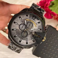  Shop Authentic Diesel Mega Chief Chronograph Grey Dial Black Steel Strap Watch For Men - DZ4479 - Luxxuri