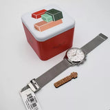  Shop Authentic Fossil Neutra Chronograph White Dial Silver Mesh Bracelet Watch for Men - FS5382 - Luxxuri