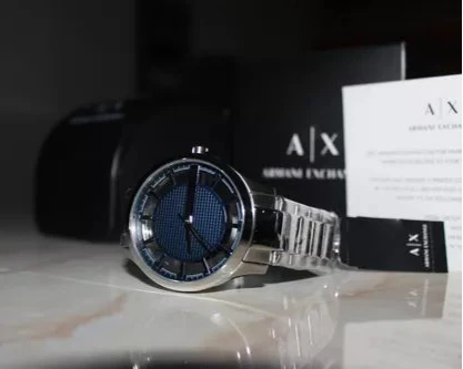  Shop Authentic Armani Exchange Hampton Chronograph Blue Dial Silver Steel Strap Watch For Men - AX2178 - Luxxuri