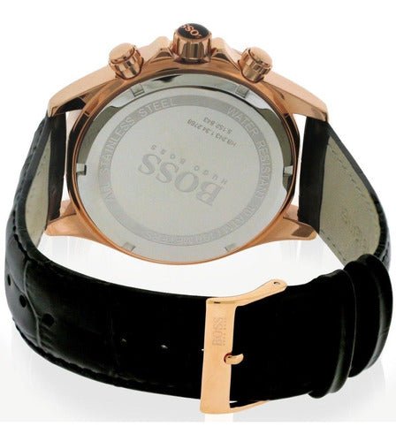  Shop Authentic Hugo Boss Ikon Black Dial Black Leather Strap Watch for Men - 1513179 - Luxxuri