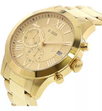  Shop Authentic Guess Atlas Chronograph Gold Dial Gold Steel Strap Watch For Men - W0668G4 - Luxxuri