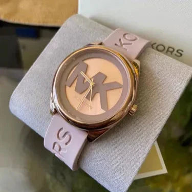  Shop Authentic Michael Kors Janelle Three Hand Rose Gold Dial Pink Rubber Strap Watch For Women - MK7139 - Luxxuri