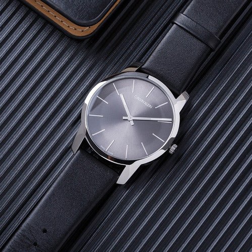  Shop Authentic Calvin Klein City Black Dial Black Leather Strap Watch for Men - K2G21107 - Luxxuri