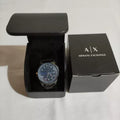  Shop Authentic Armani Exchange Hampton Quartz Blue Dial Black Leather Strap Watch for Men - AX2411 - Luxxuri