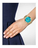  Shop Authentic Michael Kors Slim Runway Blue Mother of Pearl Dial Gold Steel Strap Watch for Women - MK3492 - Luxxuri