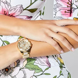  Shop Authentic Guess Frontier Chronograph Crystals Gold Dial Two Tone Steel Strap Watch For Women - W1156L5 - Luxxuri
