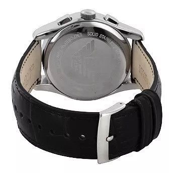 Shop Authentic Emporio Armani Valente Chronograph Black Dial Black Leather Strap Watch For Men - AR1633 - Luxxuri