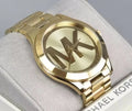Michael Kors Slim Runway Analog Gold Dial Gold Steel Strap Watch For Women - MK3739