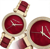  Shop Authentic Michael Kors Parker Mother of Pearl Red Dial Two Tone Steel Strap Watch for Women - MK6427 - Luxxuri