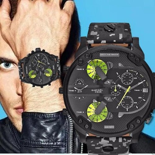  Shop Authentic Diesel Big Daddy Chronograph Black Dial Black Leather Strap Watch For Men - DZ7311 - Luxxuri