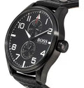  Shop Authentic Hugo Boss Aeroliner Chronograph Black Dial Black Leather Strap Watch For Men - 1513086 - Luxxuri