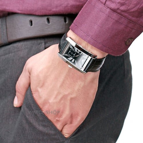  Shop Authentic Emporio Armani Black Dial Black Leather Strap Watch For Men - AR0143 - Luxxuri