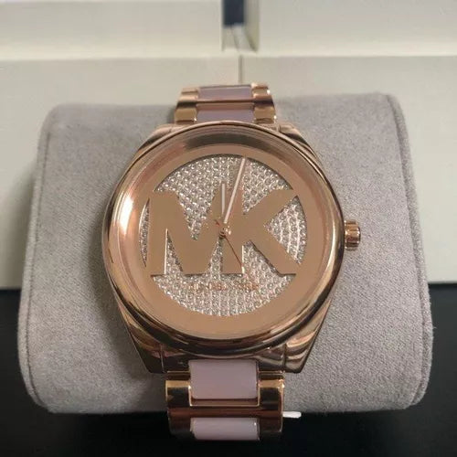  Shop Authentic Michael Kors Janelle Three Hand Rose Gold Dial Two Tone Steel Strap Watch For Women - MK7089 - Luxxuri