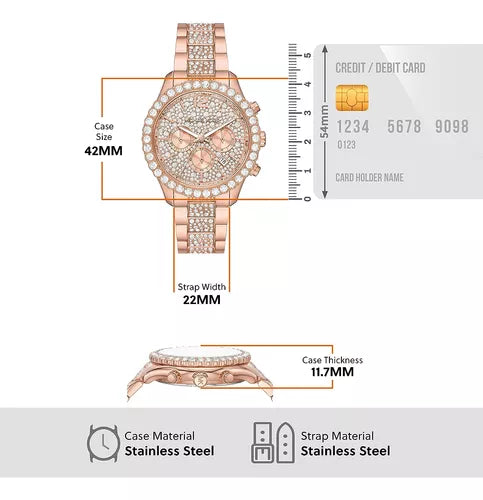  Shop Authentic Michael Kors Layton Chronograph Rose Gold Dial Rose Gold Steel Strap Watch For Women - MK7285 - Luxxuri