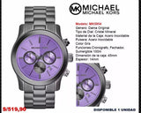  Shop Authentic Michael Kors Runway Chronograph Purple Dial Black Steel Strap Watch For Women - MK5954 - Luxxuri