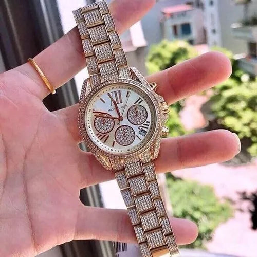  Shop Authentic Michael Kors Mini Bradshaw Crystals Gold Dial Gold Steel Strap Watch For Women - MK6494 - Luxxuri