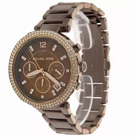  Shop Authentic Michael Kors Parker Chronograph Brown Dial Brown Steel Strap Watch For Women - MK5578 - Luxxuri