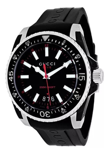  Shop Authentic Gucci Dive Quartz Black Dial Black Rubber Strap Watch For Men - YA136303 - Luxxuri