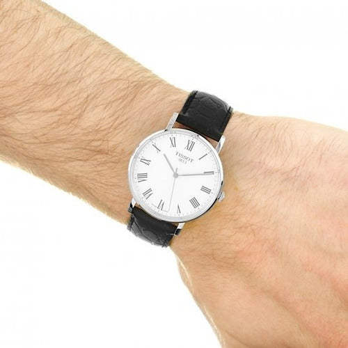  Shop Authentic Tissot Everytime Medium White Dial Black Leather Strap Watch For Men - T109.410.16.033.01 - Luxxuri
