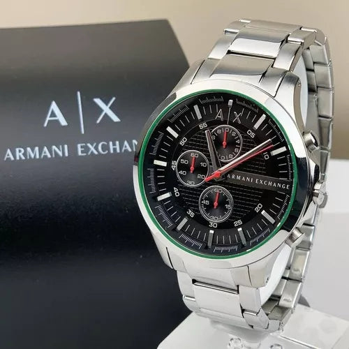  Shop Authentic Armani Exchange Hampton Chronograph Black Dial Silver Steel Strap Watch For Men - AX2163 - Luxxuri
