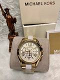  Shop Authentic Michael Kors Bradshaw Chronograph White Dial Two Tone Steel Strap Watch For Women - MK5743 - Luxxuri