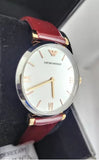  Shop Authentic Emporio Armani Gianni T-Bar Quartz Silver Dial Brown Leather Strap Watch For Women - AR11061 - Luxxuri