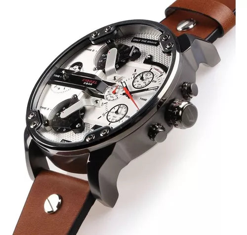  Shop Authentic Diesel Mr. Daddy 2.0 Chronograph Silver Dial Brown Leather Strap Watch For Men - DZ7394 - Luxxuri