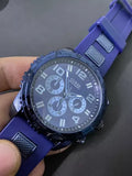  Shop Authentic Guess Velocity Chronograph Blue Dial Blue Rubber Steel Strap Watch for Men - W0599G4 - Luxxuri