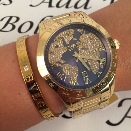  Shop Authentic Michael Kors Layton Pave Blue Dial Gold Steel Strap Watch for Women - MK6243 - Luxxuri