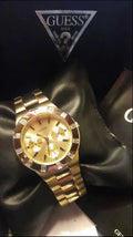  Shop Authentic Guess Glisten Analog Gold Dial Gold Steel Strap Watch For Women - W13576l1 - Luxxuri