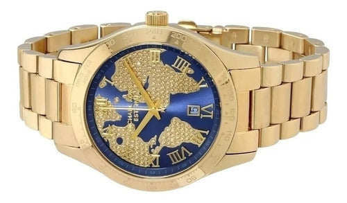  Shop Authentic Michael Kors Layton Pave Blue Dial Gold Steel Strap Watch for Women - MK6243 - Luxxuri