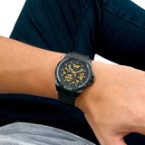  Shop Authentic Fossil Bronson Automatic Skeleton Black Dial Black Steel Strap Watch for Men - ME3217 - Luxxuri
