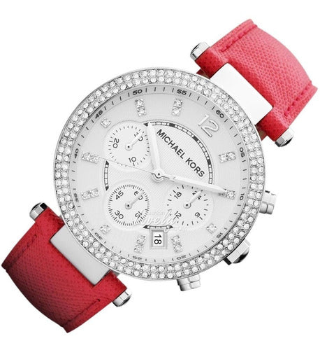  Shop Authentic Michael Kors Parker Silver Dial Red Leather Strap Watch for Women - MK2278 - Luxxuri
