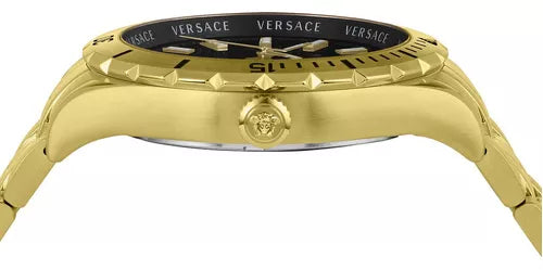  Shop Authentic Versace Hellenyium Quartz Black Dial Gold Steel Strap Watch For Men - VE3A00820 - Luxxuri