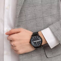  Shop Authentic Armani Exchange Hampton Quartz Blue Dial Black Leather Strap Watch for Men - AX2411 - Luxxuri