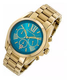  Shop Authentic Michael Kors Bradshaw Chronograph Blue Dial Gold Steel Strap Watch For Women - MK5975 - Luxxuri
