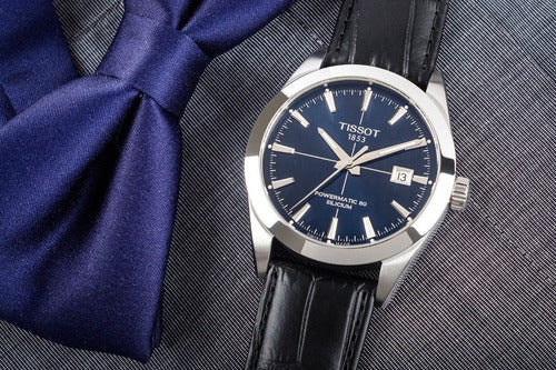  Shop Authentic Tissot Gentleman Powermatic 80 Silicium Blue Dial Black Leather Strap Watch For Men - T127.407.16.041.01 - Luxxuri