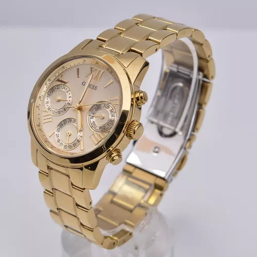  Shop Authentic Guess Mini Sunrise Quartz Gold Dial Gold Steel Strap Watch For Women - W0448L2 - Luxxuri